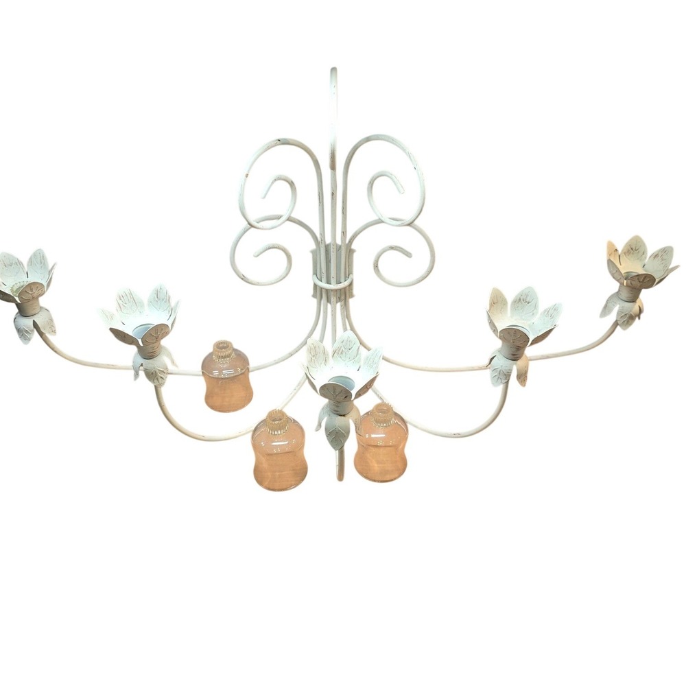 Shabby White French Country PARTYLITE Candelabra 5 Arm Candle Wall Sconce